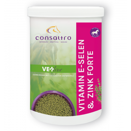 Consaltro Vetline Vitamin E-Selen & Zink Forte Ergänzungsfuttermittel für Pferde 1 Dose 1.5 Kg